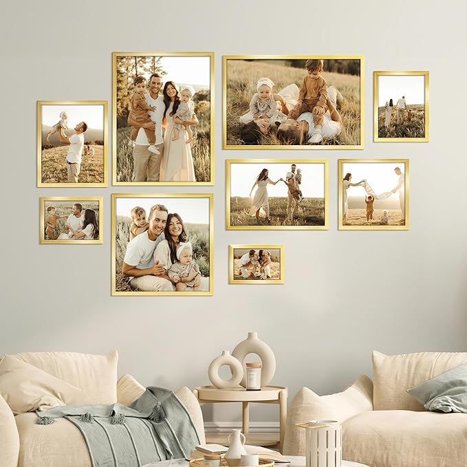 Giftgarden 8.5x11 Picture Frame Set of 18, Multi 8.5 by 11 Certificate Frames Bulk for Award Diploma Document office Wall or Tabletop Display, Gold