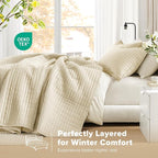 Comfort Spaces Ivory Oversized King Quilt Set 120"x118" Bedspread Quilted Summer Lightweight Microfiber Bedding Coverlet with Double Sided Stitching Soft All Season Cozy 3 Piece with Matching Shams