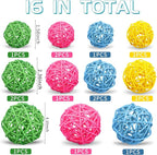 SANNIX 16 Pcs 3 Sizes Easter Rattan Balls Easter Vase Filler Decorative Balls for Bowls Easter Wicker Balls for Decorating Home Table Decor Hanging Ornaments