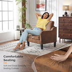 VINGLI Accent Chairs Set of 2 Living Room Chairs Rustic Reading Chair for Bedroom Scooped Arm Chair Mid Century Modern Accent Chairs Upholstered Comfy Chair for Apartment, Waiting Room