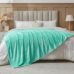 NEWCOSPLAY Super Soft King Blanket Aqua Premium Silky Flannel Fleece Leaves Pattern Lightweight Bed Blanket All Season Use (Aqua, King(90"x110"))