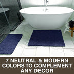 Neater Home Plush Bathroom Rugs 24x17 Thick Chenille Quick Dry Microfiber Absorbent Bath Mat, Soft Bath Rugs, Machine Washable Bathroom Floor Mat for Tub Shower Sink, Home Decor Accessories, Navy