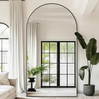 Antok Full Length Mirror, 91"x46" Floor Mirror, Arched Floor Standing Freestanding Arch Full Body Mirrors with Stand for Bedroom, Hanging Mounted for Living Room Cloakroom,Black