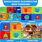 ABC Kids Rug for Playroom 110×78.7 in Noah's Ark Animals Rug Baby Play Mat Alphabet Playmat Shape Color Classroom Carpet Kids Playroom Early Learning Carpet for Preschool Toddlers Tummy