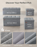 SONGMICS Storage Ottoman, Foldable Small Ottoman Foot Rest, 12.2 x 16.1 Inches Foot Stool, Ottoman with Storage, Load up to 286 lb, for Living Room, Bedroom, Dorm, Dove Gray ULSF200G02