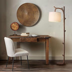 OYEARS Retro Farmhouse Floor Lamp for Living Room Rustic Standing Lamps Tree Trunk Deco Modern Country Vintage Wood Floor Lamp（Brown）