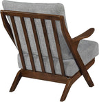 Lexicon Mid Century Modern Accent Chair, Pascal Brown Solid Rubberwood Frame, Reversible Back Cushion, Woven Chenille Upholstered Reading Chair, for Living Room/Bedroom/Office, Grey
