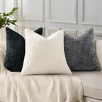 decorUhome Spring Black Chenille Throw Pillow Covers 12x20 Set of 2 Textured Soft Cozy Slubby Couch Pillow Covers Modern Farmhouse Boho Decorative Pillow Cases for Bed Sofa Living Room