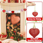 48 Pieces Valentine Heart Baubles Ornaments Valentine's Day Heart Shaped Ornaments for Decoration or Wedding Anniversary Party Supplies, 4 Colors in 8 Styles