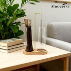 Glass Incense Holder, Incense Sticks Burner Holder with Storage,Hang Upside Down Incense Holder for Sticks with Glass Ash Catcher for Meditation Yoga Spa Room Decor (Natural)