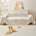 HAOMAIJIA Non Slip Couch Cover Sofa Covers for 3 Cushion Couch Washable sectional Couch Covers for Dogs pet Furniture Protector Couch Cover Blanket for Living Room (CQ-Khaki/Grey, 71"x134")