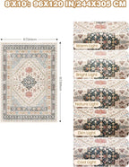 Washable Rugs 8x10 Area Rugs for Living Room, Non-Slip Backing Large Rug for Nursery Room, Vintage Floral Bedroom Rugs, Thin Indoor Home Decor Soft Farmhouse Rug (Blue/Red/Multi,8'x10')