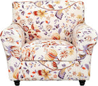 KRFOONN 2 Piece Couch Chair Cover Printed Sofa Covers Couch Covers Stretch Armchair Sofa Couch Slipcovers Furniture Protector with Elastic Bottom for Living Room (Armchair, 53)