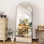 HARRITPURE 56"x21"Full Length Mirror Arch Floor Mirrors with Aluminum Alloy Frame Free-Standing Wall Mounted or Leaning Large Bedroom Dressing Mirror Modern & Contemporary Decor for Home,Black