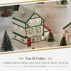 Spode Christmas Tree Miniature Figural LED Lighted Ceramic Dolomite Christmas Collectible for Indoor Display (Public House)