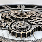 HOIBAI Large Wall Clock, Wall Clocks for Living Room Decor 36 Inch Farmhouse Vintage Rustic Kitchen Wall Decor Vintage Roman Oversized Wall Clock for Home Bedroom House, Moving Gears Clock