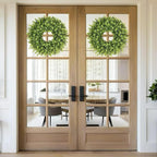 Vlorart 20 Inch Boxwood Wreaths for Front Door，Artificial Spring Wreath for Wall Farmhouse Wedding Front Porch Green Wreaths Year Round Indoor Outdoor for Summer Christmas Wreath Home Decorations