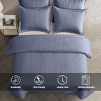 Maple&Stone Quilt Set King Size, Mineral Blue Lightweight Bedspread Ultrasonic Chevron Pattern Light Coverlet for All Season Comforter Bedding Decor - 3 Piece King Bed Cover Sets