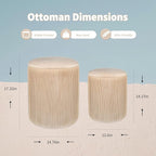 Round Ottoman with Storage Set of 2, Multi-Functional Velvet Vanity Stool for Bedroom, Ottomans Coffee Table Padded Seat Foot Rest for Living Room (Beige)