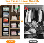 4-Tier Stackable Closet Organizers and Storage Shelves, Clothes Storage Basket, Clothes Shelf Organizer Sweater Organizer Bins Container for Wardrobe Kitchen Bathroom Office, Black