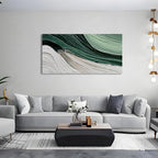 Art 30x60 inch Hand Painted Green and White Textured Oil Paintings Large Modern Abstract Canvas Art Home Wall Decoration
