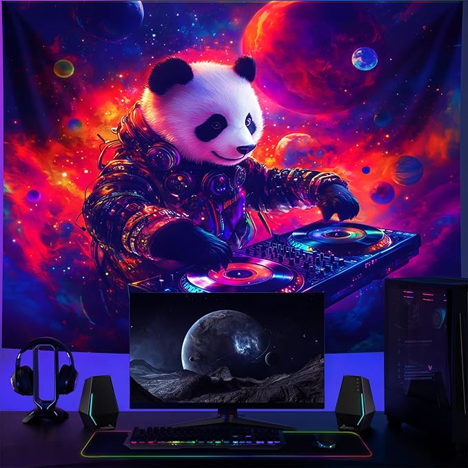NYZE Astronaut Space Tapestry for Bedroom, Glow in the Dark Room Decor Wall Tapestries, Cool Galaxy Planet Wall Hanging, Wall Hanging for Men Guys Gamer Room Dorm Living Room 79in×591in