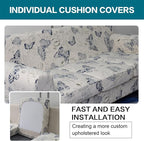 KRFOONN 4 Piece Stretch Sofa Couch Covers for 3 Cushion Couches Printed Sofa Slipcover with 3 Separate Seat Cushion Covers Washable Sofa Slip Covers Furniture Protector for Pets Kids (Large, 04)