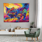 VUMIVI Colorful Cat Tapestry Pet Oil Painting Print Rainbow Colorful Abstract Art Pattern Tapestry Wall Hanging for Living Room Bedroom Dorm Classroom Aesthetic Decor W80xL60in