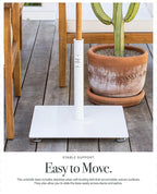 Business & Pleasure Co. Classic White Umbrella Base - Perfect for The Patio Table or Pool - Heavy Outdoor Square Metal Stand - Fits Beach, Market, & Patio Umbrellas - 55 lbs