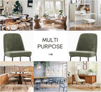Dining Chairs Set of 4, Modern Dining Chairs, Fabric Upholstered Dining Chairs, Kitchen Chairs with Curved Back and Metal Legs for Dining Room Kitchen Restaurant, Green