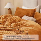 BEDELITE Fleece Queen Comforter Set -Super Soft & Warm Fluffy Rust Orange Bedding, Luxury Fuzzy Heavy Bed Set for Winter with 2 Pillow Cases