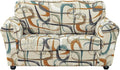 KRFOONN 3 Piece Printed Couch Cover for 2 Cushion Couch Stretch Sofa Loveseat Slipcover with 2 Separate Seat Cushion Covers Furniture Protector with Elastic Bottom for Living Room (Loveseat, 52)
