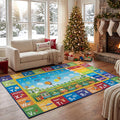 Unirea 3x5 Kids Rug for Playroom Bedroom Living Room, Washable Educational Play Mat with ABC Alphabet, Numbers, Animals for Classroom, Nursery, Colorful Learning Carpet for Toddlers, Rainbow