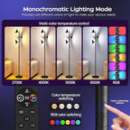 36W RGBCW Floor Lamp, Color Changing LED Tree Floor Lamp, Stepless Dimmable Tall Standing Lamp with Remote & Touch Control, 2700K-6500K Modern Floor Lamps for Living Room, Bedroom, Gaming Room - Black