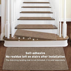 PURE ERA Bullnose Carpet Stair Treads Set Tape Free Non-Slip Indoor Stair Protectors Pet Friendly Rugs Covers Soft Skid Resistant Washable Reusable 9.5" x 30"(7 Pieces, Camel Brown)
