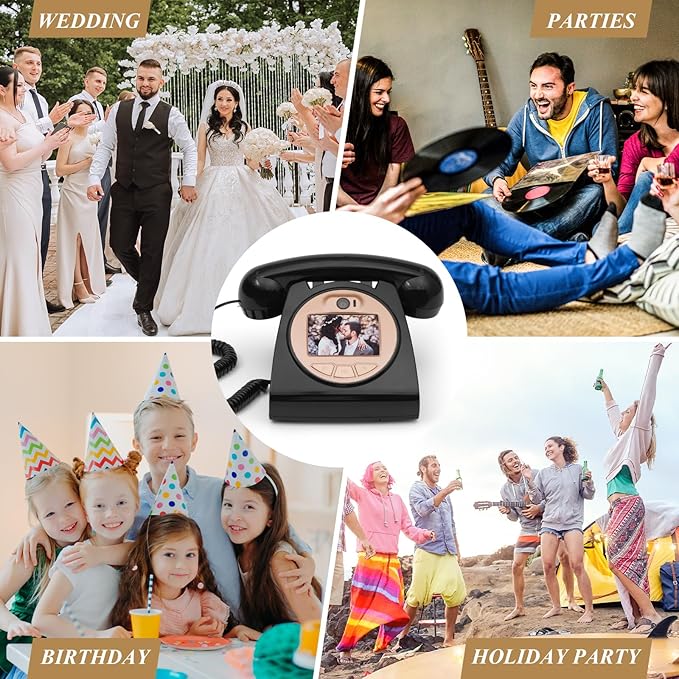 UKBW Video Audio Guest Book Wedding Phone, 1080P HD Video Audio Phone Guestbook, Preserve Your Special Occasions, Ideal for Wedding Bridal Shower, Birthday, Graduations, Baby Shower(Black)