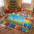 Unirea 8x10 Kids Rug for Playroom Classroom Bedroom, Washable Educational Play Mat with ABC Alphabet, Numbers, Animals for Living Room, Nursery, Colorful Learning Carpet for Toddlers, Rainbow