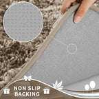 Yimobra Toilet Rugs U Shaped Washable, Extra Thick Soft Absorbent Chenille Contour Bathroom Rugs for Toilet 24x24 Inch, Quick Dry Non Slip Toilet Mat for Bath Floor, Camel
