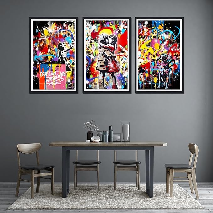 Novatique Graffiti Canvas Wall Art Street Canvas Wall Decor Colorful Pictures Prints Boy and Girl Paintings for Living Room Bedroom,24" x 36" x 3pcs