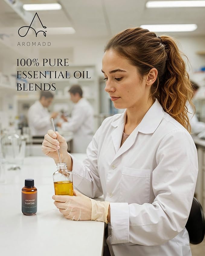 Aromadd Santal Diffuser Oil Inspired by Luxury Hotel Scent, Essential Oils for Waterless Diffuser, Warm Sandalwood & Amber Aroma, Long-Lasting & Natural Home Fragrance - 3.38 fl oz (100 mL)