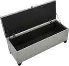 24/7 Shop at Home Sacallant Modern Linen Storage Bench with Button-Tufted Lift-Top, Upholstered Footstool, Rectangular Ottoman for Living Room, Bedroom, Entryway, Light Grey