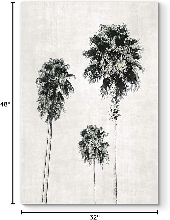 Renditions Gallery Canvas Nature Wall Art Modern Paintings & Prints Decor Vintage Palm Trees Sketch Black & White Abstract Wall Hanging Artwork for Bedroom Office Kitchen - 32"x48" LT06