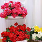 Artificial Geraniums Flowers for Outdoors Spring Decor, 4 Bundles UV Resistant Fake Geraniums Flowers Silk Faux Plants for Home Planter Gardens Table Patio Porch Indoor Cemetery Summer Decor(Color)