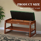 HABUTWAY Solid Wood Shoe Rack with Flip-Top Storage, Entryway Shoe Bench with Cushion, 2 Tier Shoes Storage Organizer for Hallway, Living Room-(Green,31.5"-M)