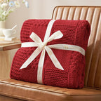 Amélie Home Checkered Chenille Knit Throw Blanket for Couch, Classic Texture Decorative Soft Blanket for Sofa, Chair & Bedroom, 50"x60", Christmas Red