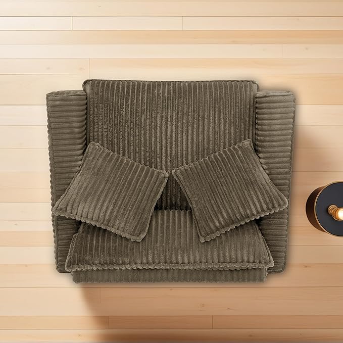 ERYE Living Room Accent Chair, Modern Corduroy Upholstered Chair Wider Seat Cushion Leisure Armchair W/2 Pillows and Removable Cover for Home Apartment,Bedroom,Office