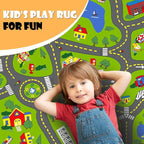 Non-Slip Town City Road Map Playmat for Boys, Perfect for Playroom and Bedroom, Car Track Mat - 6'7" x 4'11"(Rectangular)