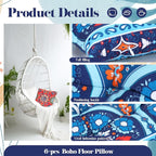 Menkxi 6 Pcs Bohemian Floor Pillows Seating 15 Inch Boho Floor Cushions Sitting Pillows Square Yoga Mandala Meditation Pouf for Living Room Balcony Office Tatami(Classic)