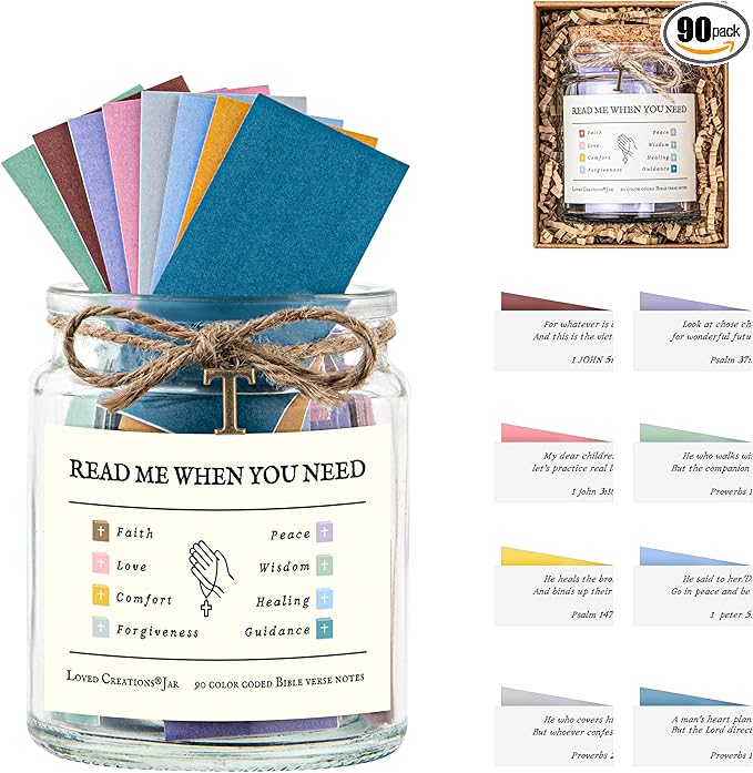 Bible Verse Jar for Christmas Gifts, Initial T Read Me When Prayer, Emotion and Feelings Scripture, Brightness Jar Christian Gifts for Women, Scriptural Study Supplies Men Art Work for Family