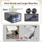 XX Large Clear Shoe Storage Box Organizer for Closet, 9 Pack Thicken Hard Plastic Stackable Shoe Sneaker Rack Display Case Container Bins Organizer, Easy Assembly, Grey